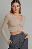 kamames Solid Color Ribbed Knitted Cardigan