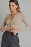 kamames Solid Color Ribbed Knitted Cardigan