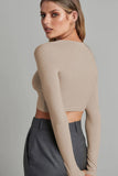 kamames Solid Color Ribbed Knitted Cardigan