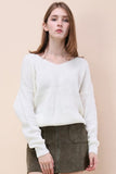 kamames Solid Color Twisted Bat Sleeve Sweater