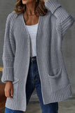 kamames Solid Open Front Long Cardigan