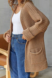 kamames Solid Open Front Long Cardigan