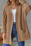 kamames Solid Open Front Long Cardigan