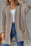 kamames Solid Open Front Long Cardigan