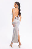 kamames Stephanie Diamante Backless Dress