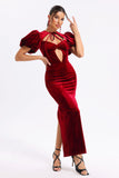 Sybil Red Velvet Maxi Dress