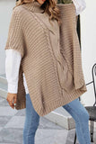 kamames Turtleneck Cable Knit Shawl Sweater