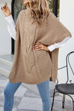 kamames Turtleneck Cable Knit Shawl Sweater