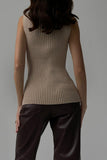 kamames Turtleneck Sleeveless Ribbed Knit Sweater