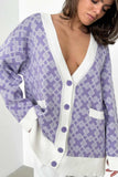 kamames V Neck Geometric Pattern Cardigan