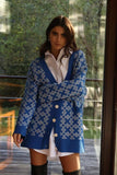 kamames V Neck Geometric Pattern Cardigan