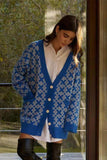 kamames V Neck Geometric Pattern Cardigan