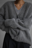 kamames V Neck Imitation Mink Hair Cardigan