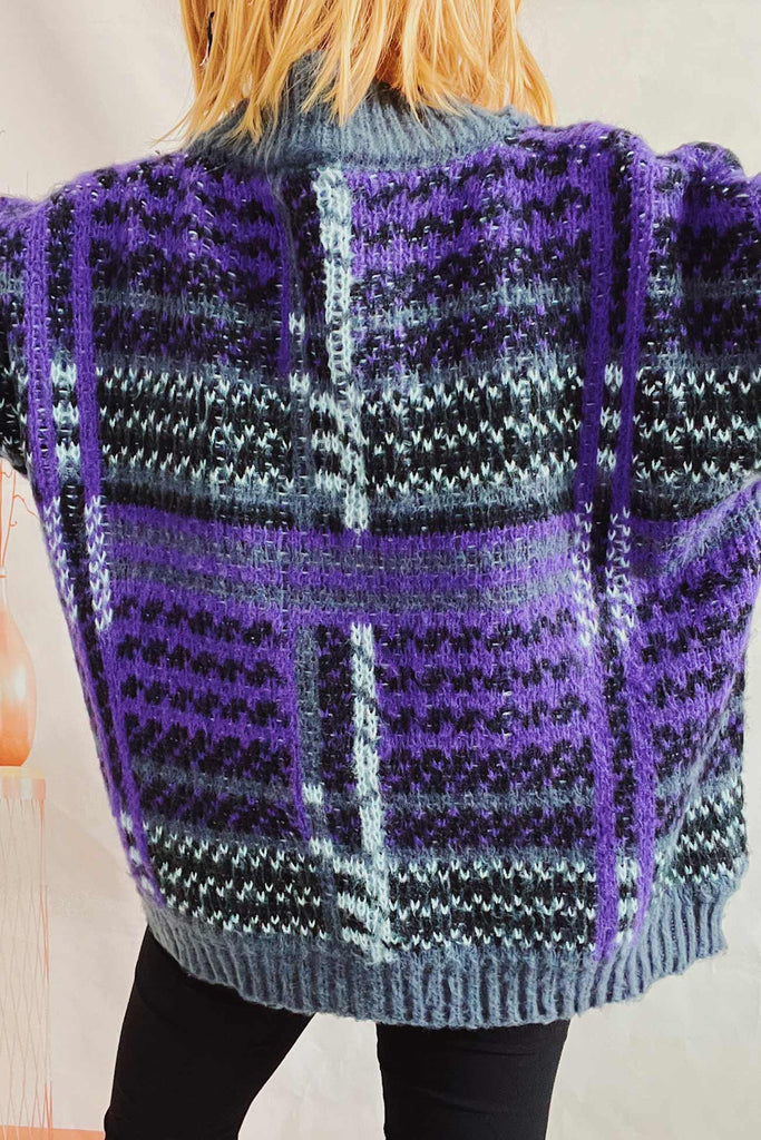 kamames Vintage Contrast Striped Cardigan