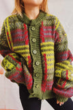 kamames Vintage Contrast Striped Cardigan