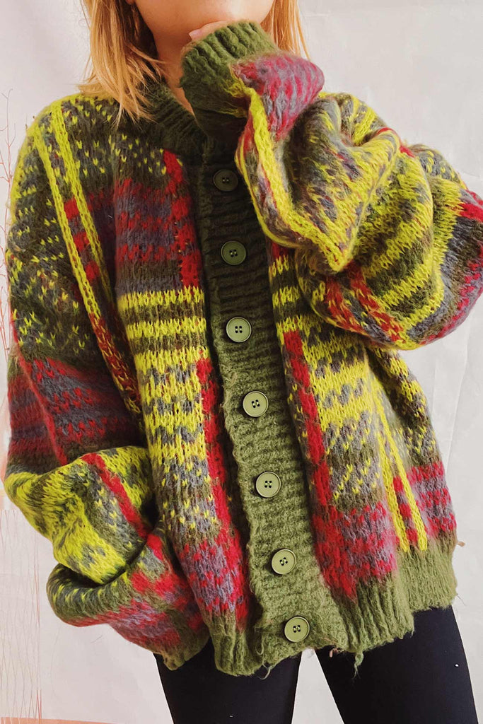 kamames Vintage Contrast Striped Cardigan