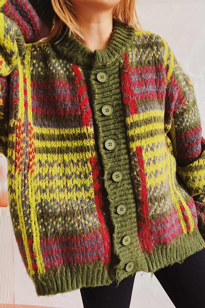 kamames Vintage Contrast Striped Cardigan
