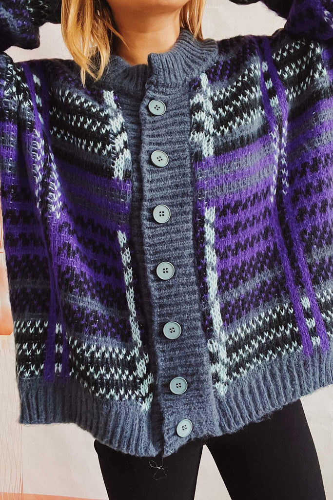 kamames Vintage Contrast Striped Cardigan