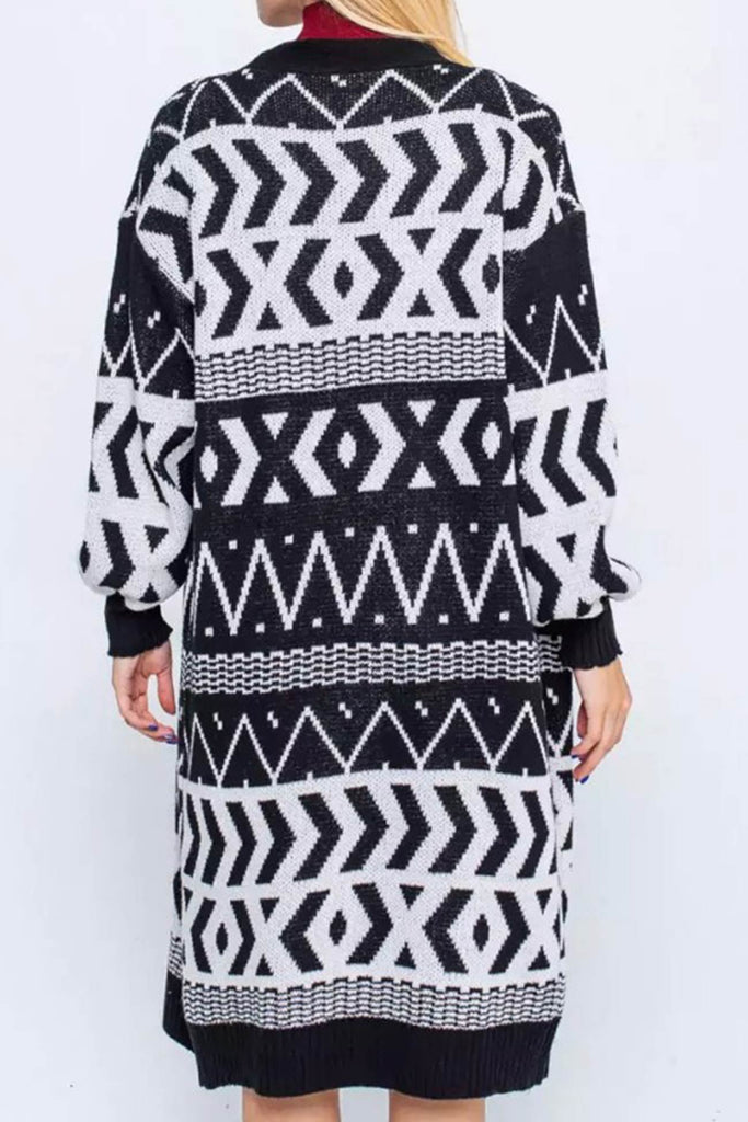 kamames Vintage Jacquard Patchwork Long Cardigan
