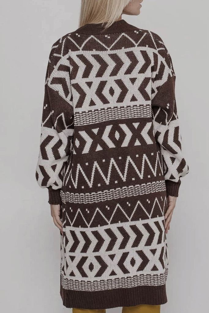 kamames Vintage Jacquard Patchwork Long Cardigan