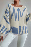 kamames Geometric Lantern Sleeve Knitted Sweater