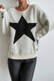 kamames Crew Neck Star Long Sleeve Knitted Sweater