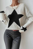 kamames Crew Neck Star Long Sleeve Knitted Sweater