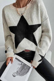 kamames Crew Neck Star Long Sleeve Knitted Sweater