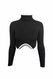 kamames Contrast Irregular Hem Turtleneck Sweater