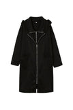 kamames Hooded Pocket Zipper Mid-Length Cardigan