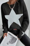 kamames Crew Neck Star Long Sleeve Knitted Sweater