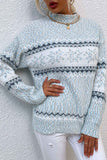 kamames Contrast Mock Neck Snowflake Sweater