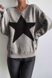 kamames Crew Neck Star Long Sleeve Knitted Sweater