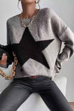 kamames Crew Neck Star Long Sleeve Knitted Sweater