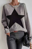 kamames Crew Neck Star Long Sleeve Knitted Sweater