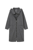 kamames Hooded Pocket Zipper Mid-Length Cardigan