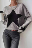 kamames Crew Neck Star Long Sleeve Knitted Sweater