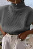 kamames Solid Mock Neck Sleeveless Sweater