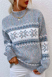 kamames Contrast Mock Neck Snowflake Sweater