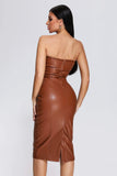 kamames Grasa Strapless Leather Midi Dress