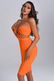 kamames Juditha Strapless Orange Midi Bandage Dress