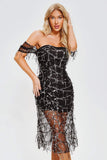 kamames Xaviera Off Shoulder Sequin Midi Dress