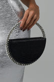 kamames Round Stone-encrusted Leather Clutch - Black