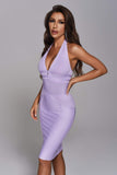 kamames Griselda Halter Cocktail Dress - Purple