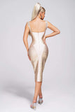 kamames Cherye Metallic Midi Bandage Dress