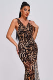 kamames Inez Leopard Slit Maxi Dress