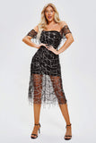 kamames Xaviera Off Shoulder Sequin Midi Dress