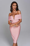 kamames Dorothy Off Shoulder Midi Bandage Dress