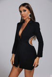 kamames Bikala Rhinestone Backless Blazer Dress