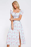 kamames Triasa Puff Sleeve Floral Midi Dress